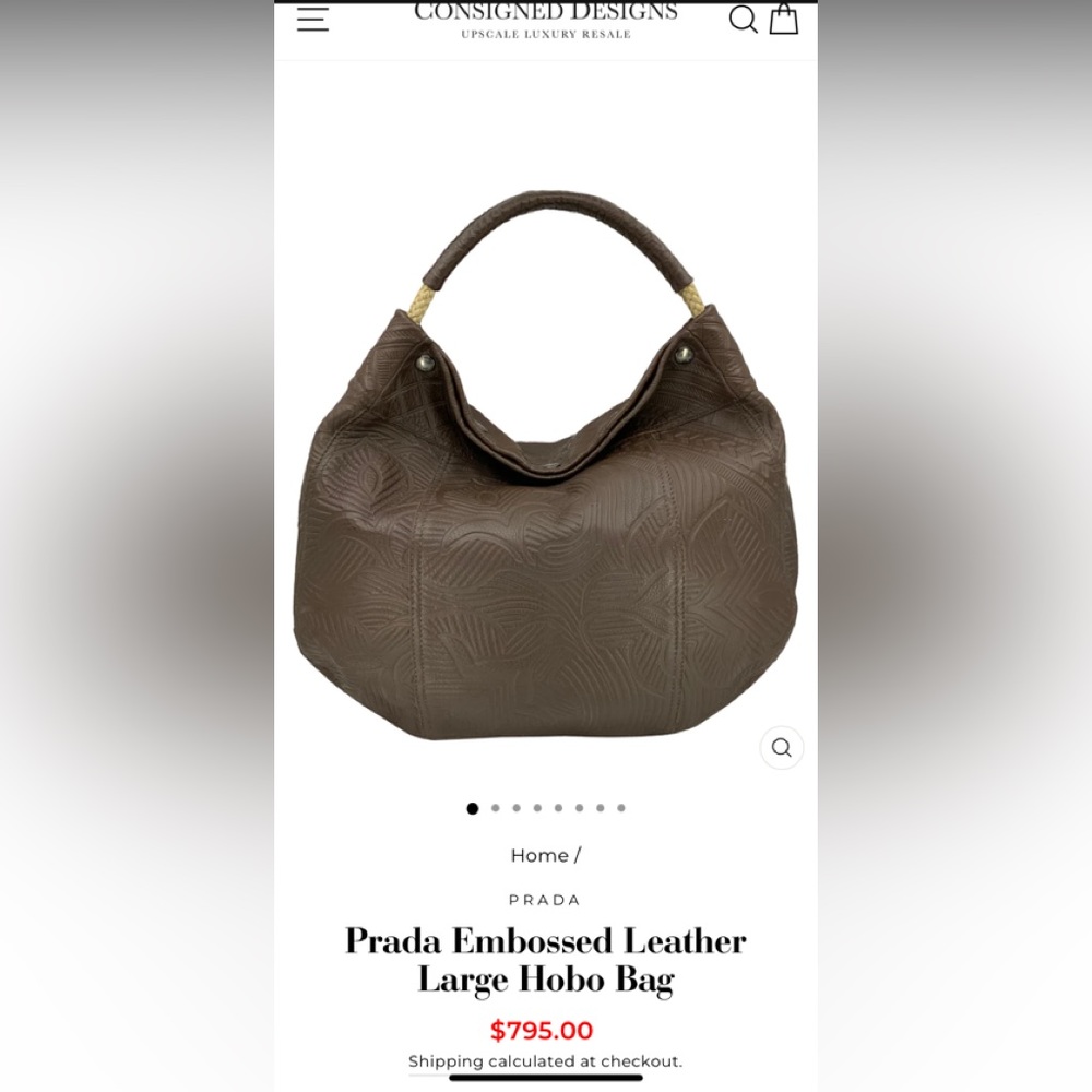 Authentic Prada Brown Embossed Leather Hobo